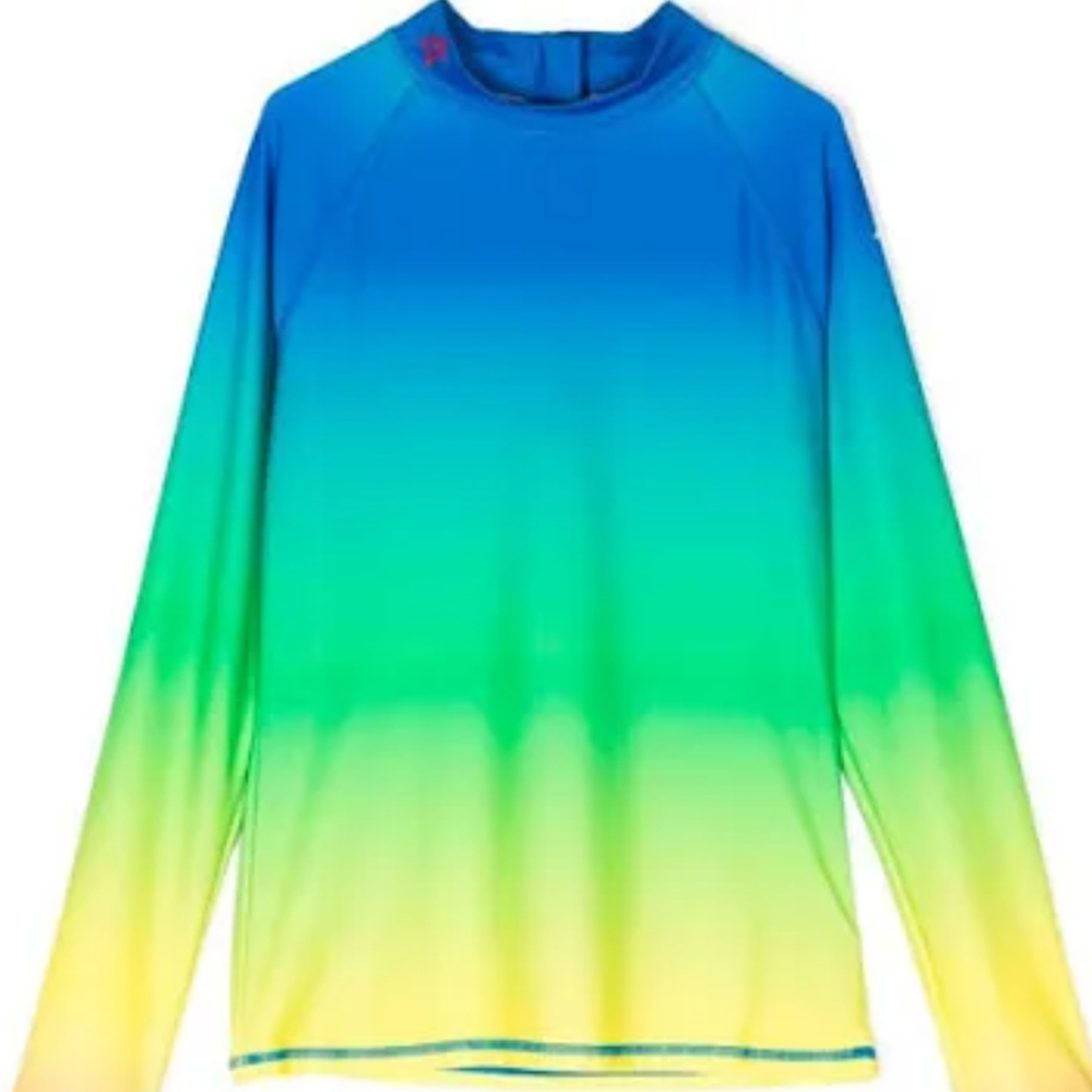 NWT Perfect Moment Sunrise Rash Guard Top Shirt Gradient Rainbow Youth 12
